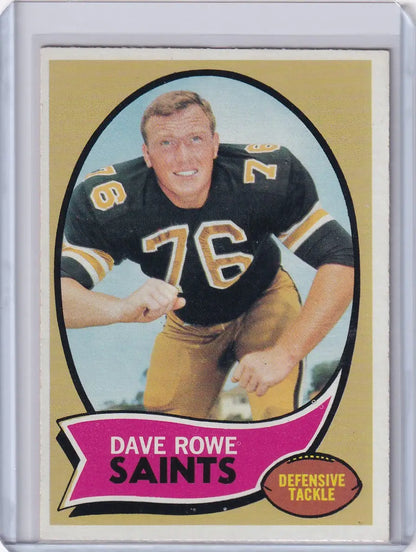Dave Rowe 1970 Topps Football card for New Orleans Saints collectors and fans