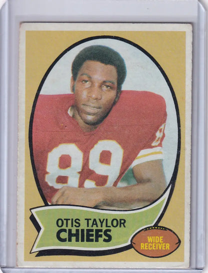 Vintage 1970 Topps Football card of Otis Taylor, Kansas City Chiefs jersey number 89