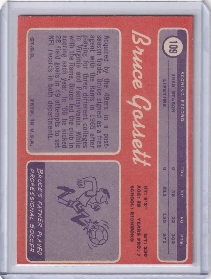 1970 Topps Football #109 Bruce Gossett - San Francisco 49ers