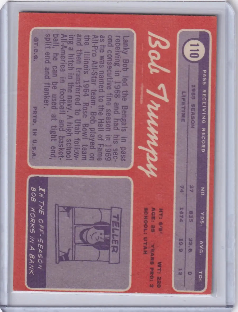 1970 Topps Football #110 Bob Trumpy RC - Cincinnati Bengals