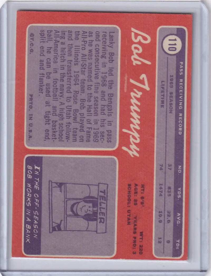 1970 Topps Football #110 Bob Trumpy RC - Cincinnati Bengals