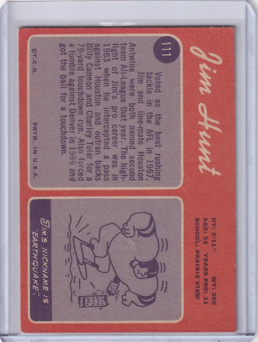 1970 Topps Football #111 Jim Hunt - New England Patriots