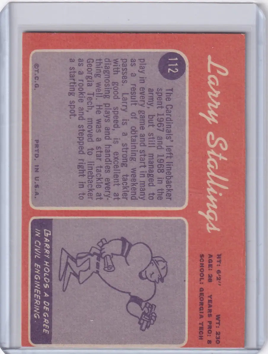 1970 Topps Football #112 Larry Stallings - St. Louis Cardinals