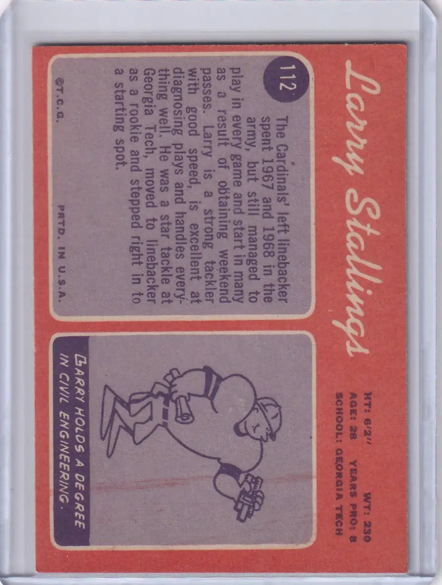 1970 Topps Football #112 Larry Stallings - St. Louis Cardinals