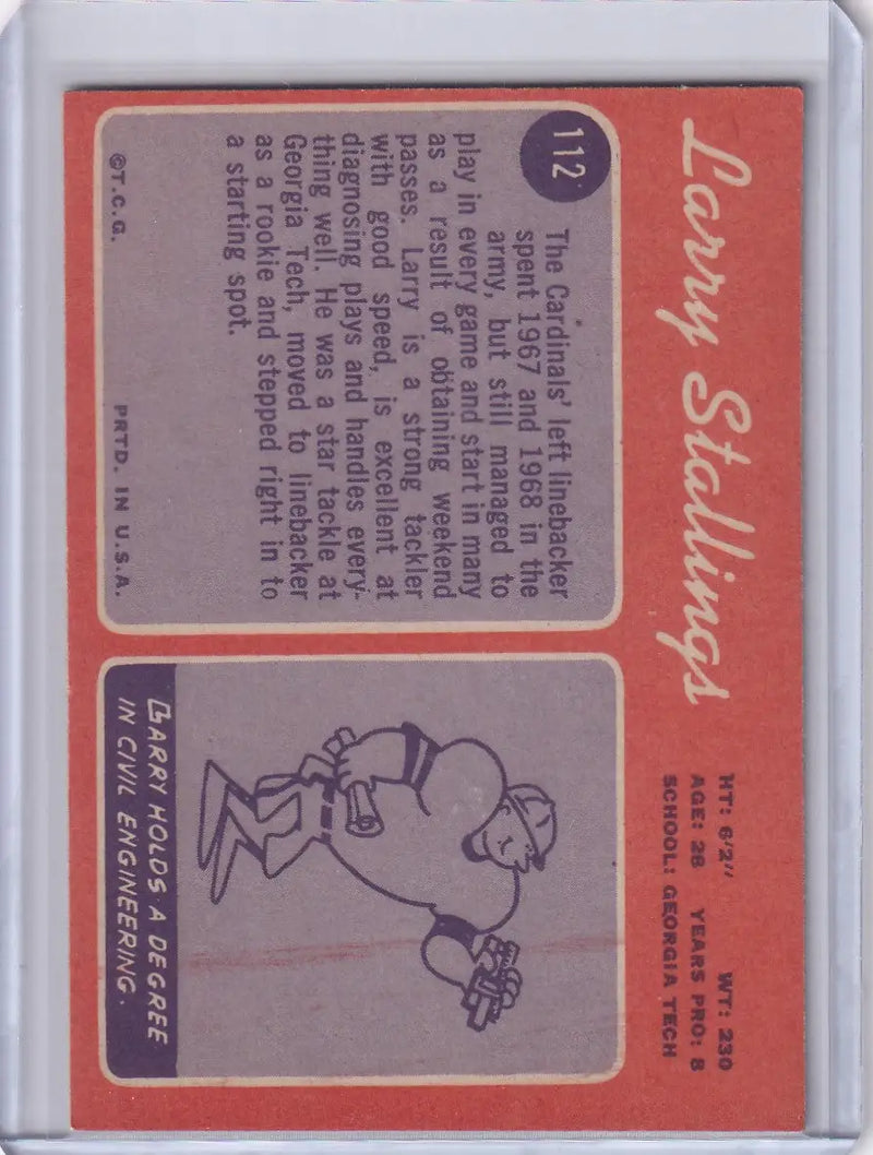 1970 Topps Football #112 Larry Stallings - St. Louis Cardinals