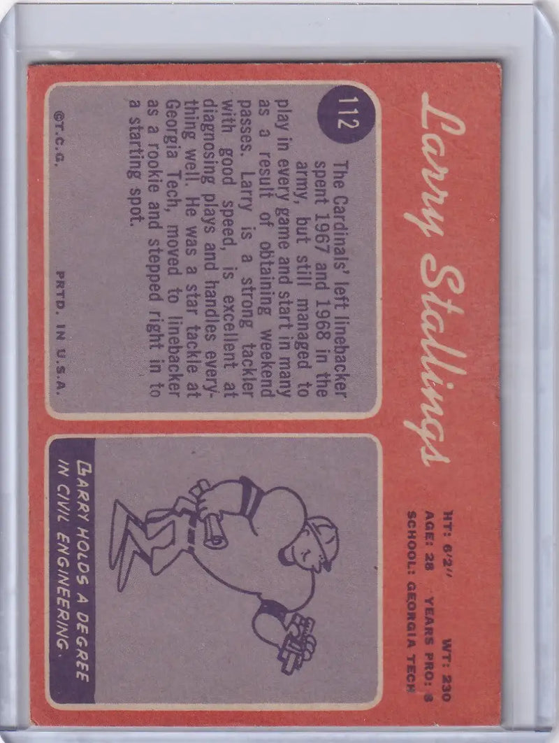 1970 Topps Football #112 Larry Stallings - St. Louis Cardinals - Football Card Single