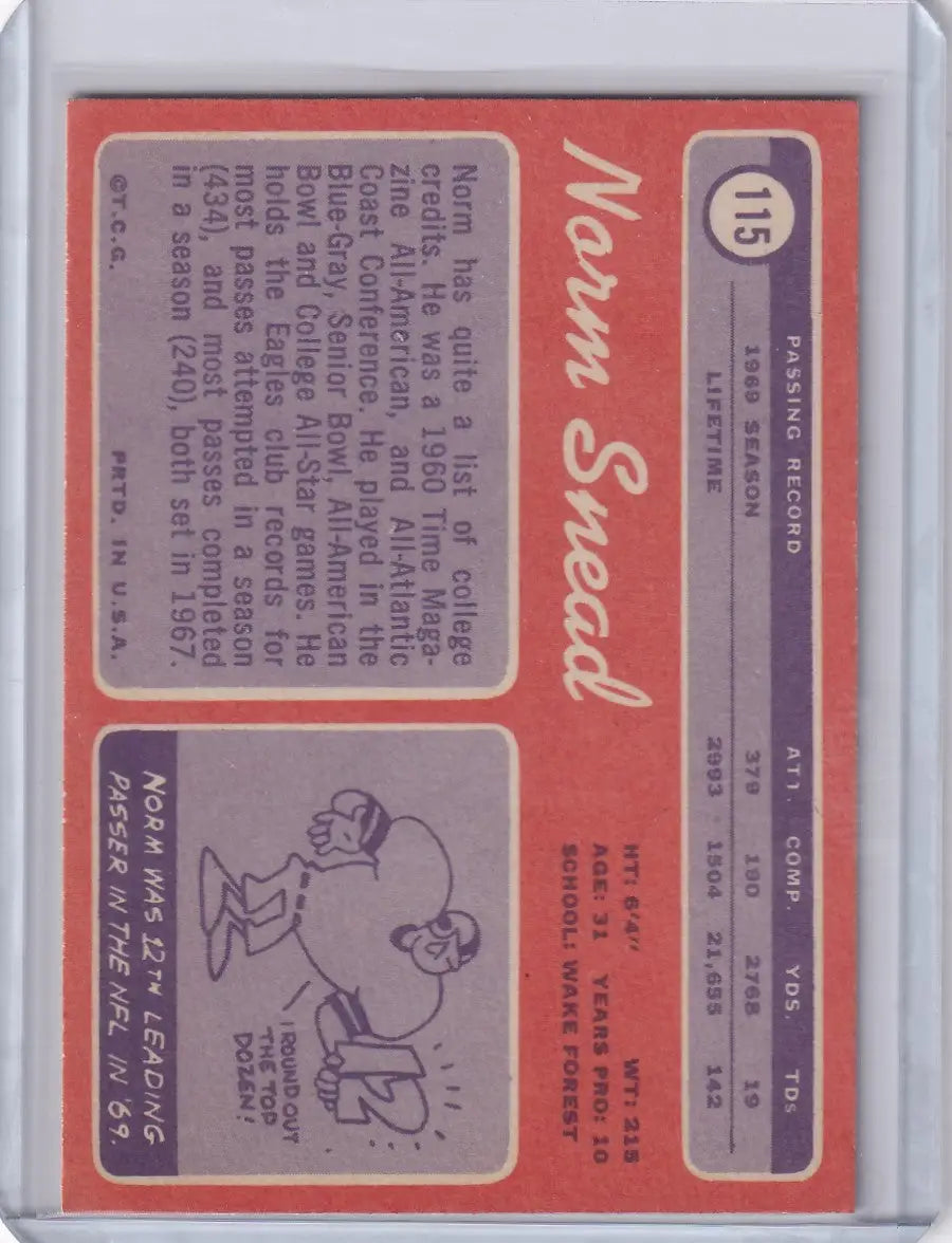 1970 Topps Football #115 Norm Snead - Philadelphia Eagles