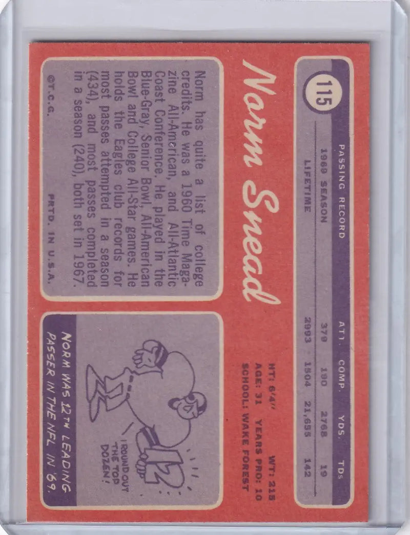 1970 Topps Football #115 Norm Snead - Philadelphia Eagles