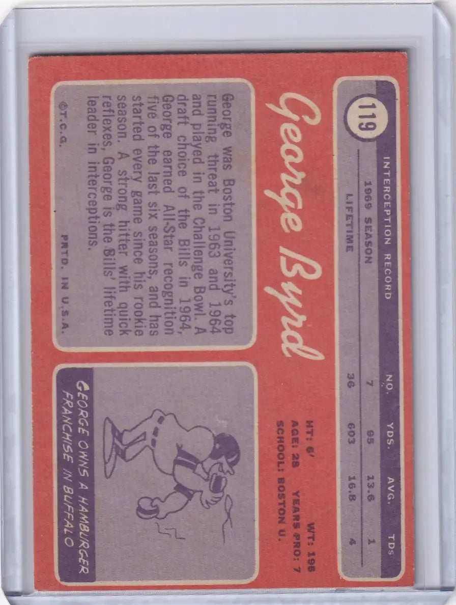 1970 Topps Football #119 George Byrd - Buffalo Bills