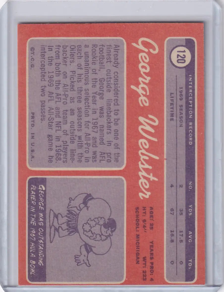 1970 Topps Football #120 George Webster RC - Houston Oilers
