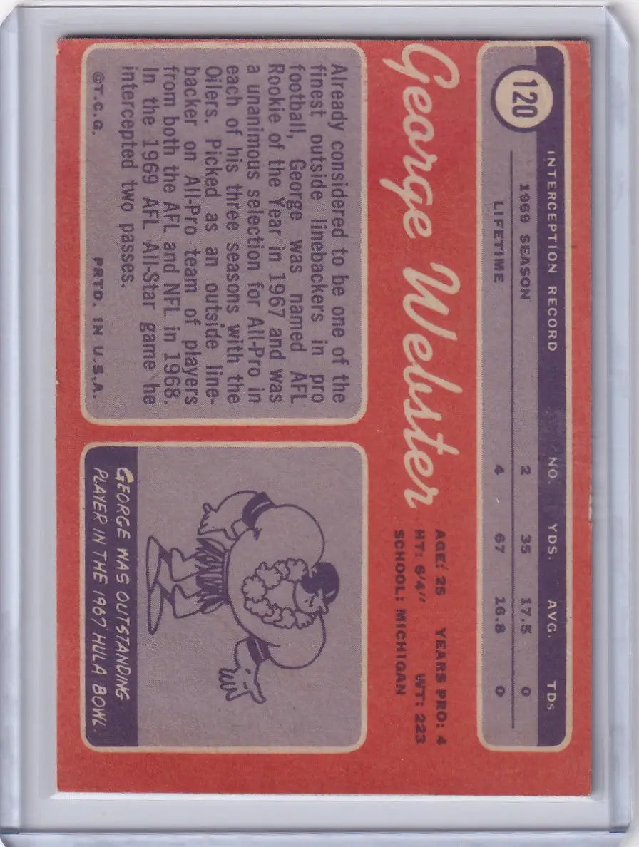 1970 Topps Football #120 George Webster RC - Houston Oilers