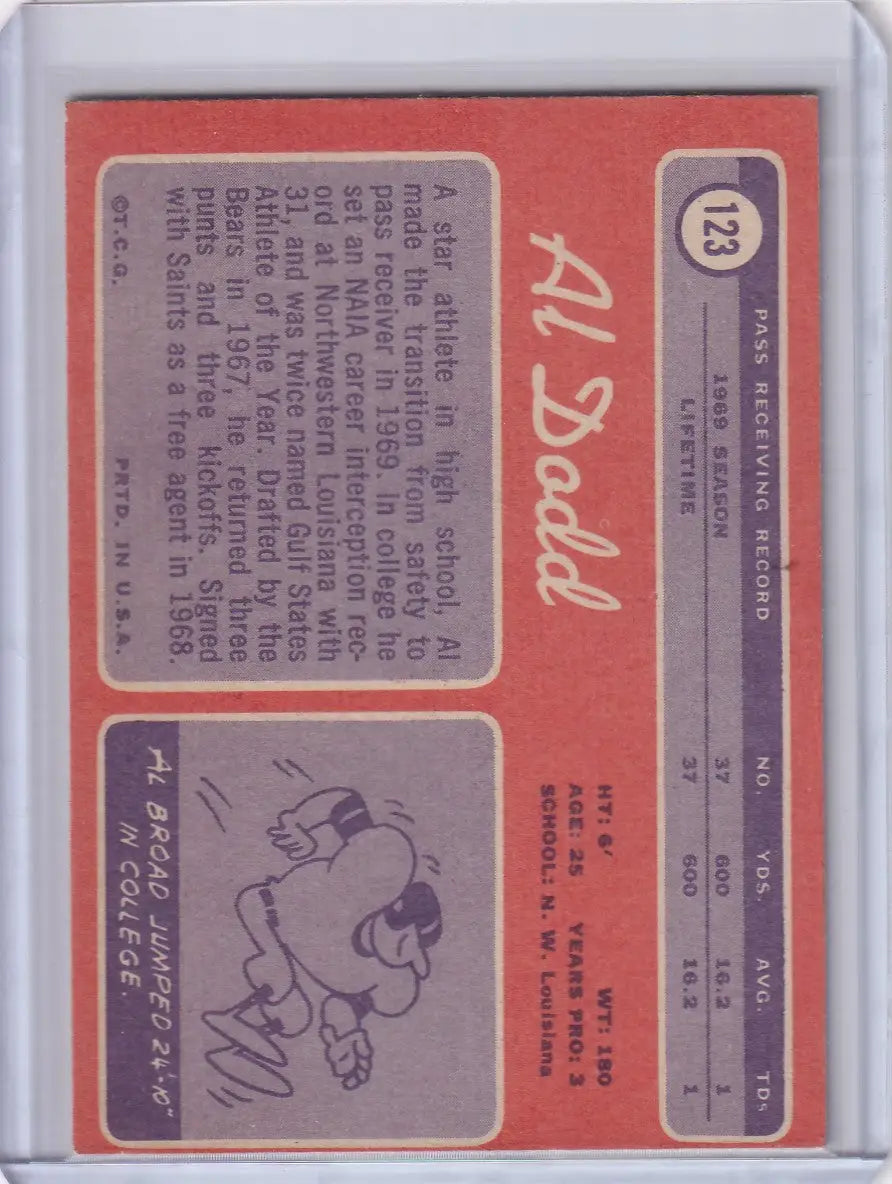 1970 Topps Football #123 Al Dodd RC - New Orleans Saints