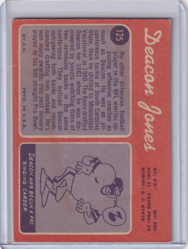 1970 Topps Football #125 Deacon Jones - St Louis Rams