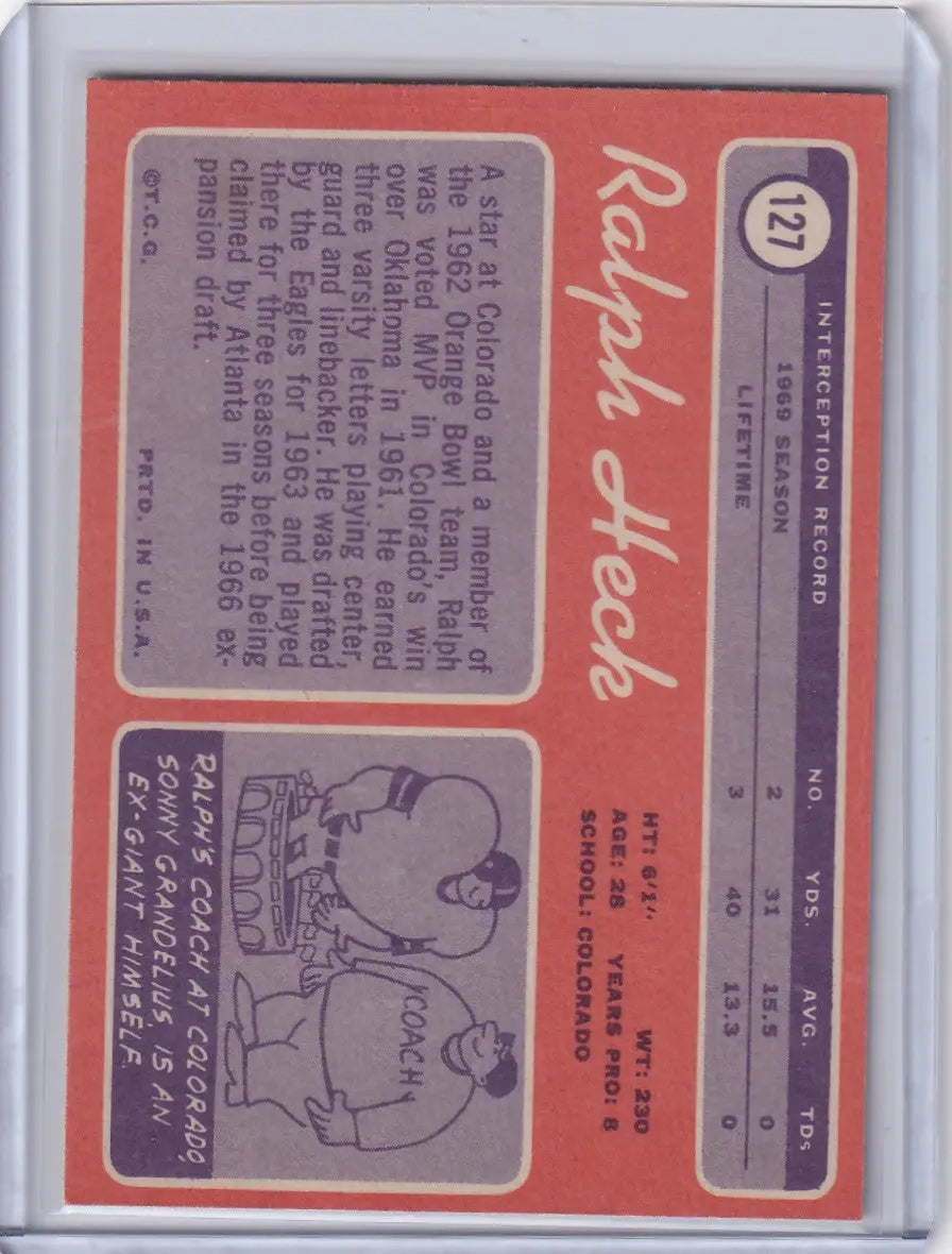 1970 Topps Football #127 Ralph Heck - New York Giants