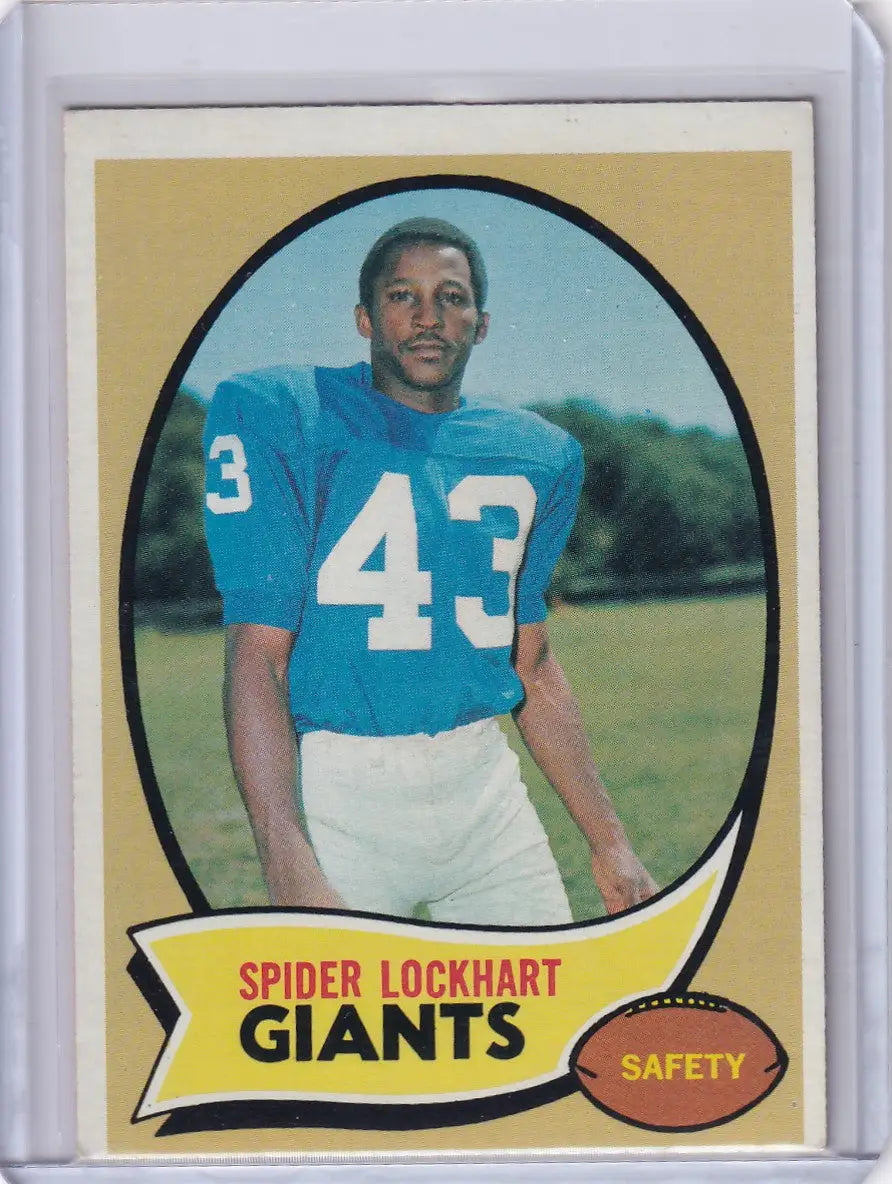 Vintage Topps Football card of Spider Lockhart, New York Giants jersey number 43