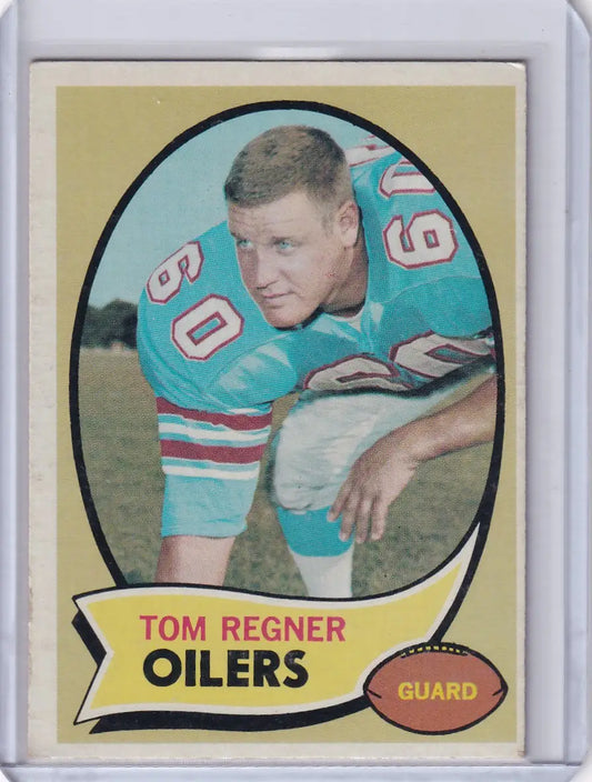 Vintage Topps Football card of Tom Regner from the Houston Oilers team