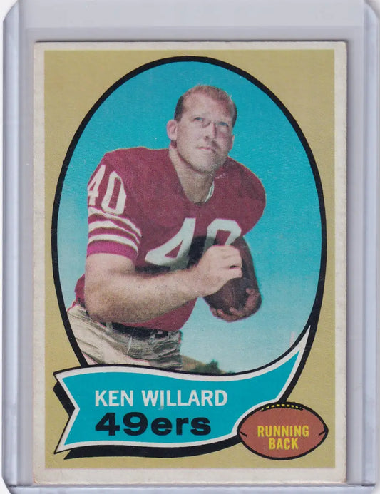 Vintage Topps Football card of Ken Willard in red jersey for San Francisco 49ers