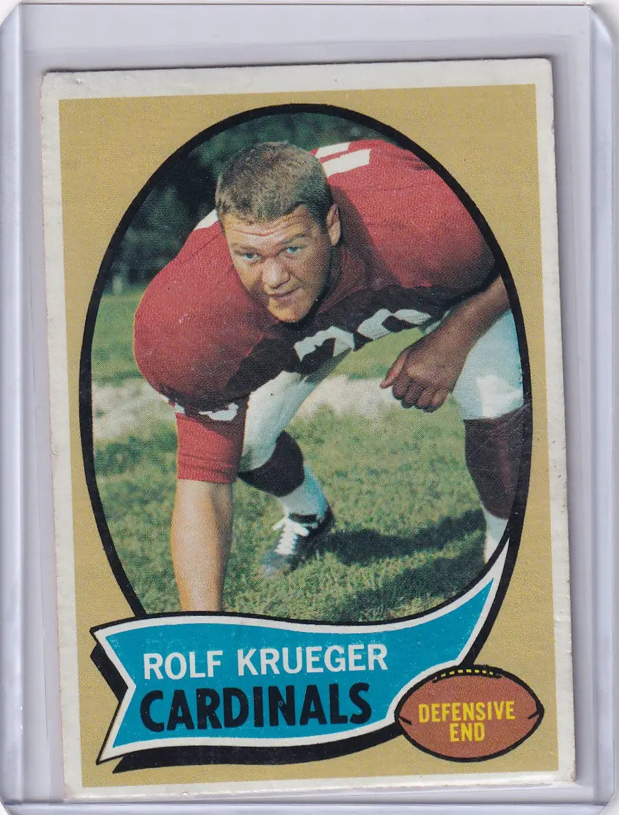 Vintage Topps Football trading card of Rolf Krueger in St Louis Cardinals uniform