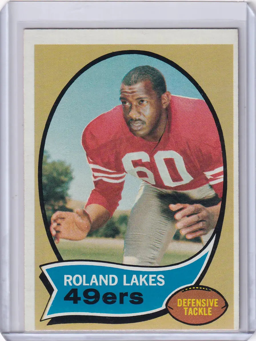 Vintage Topps Football card of Roland Lakes, San Francisco 49ers defensive tackle