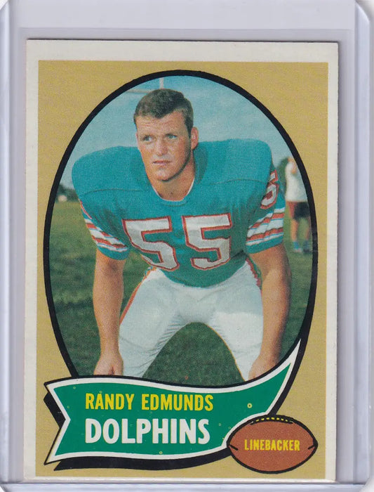 Vintage Topps Football trading card of Randy Edmunds in Miami Dolphins uniform