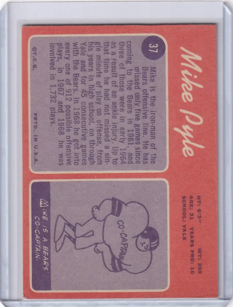 1970 Topps Football #37 Mike Pyle - Chicago Bears