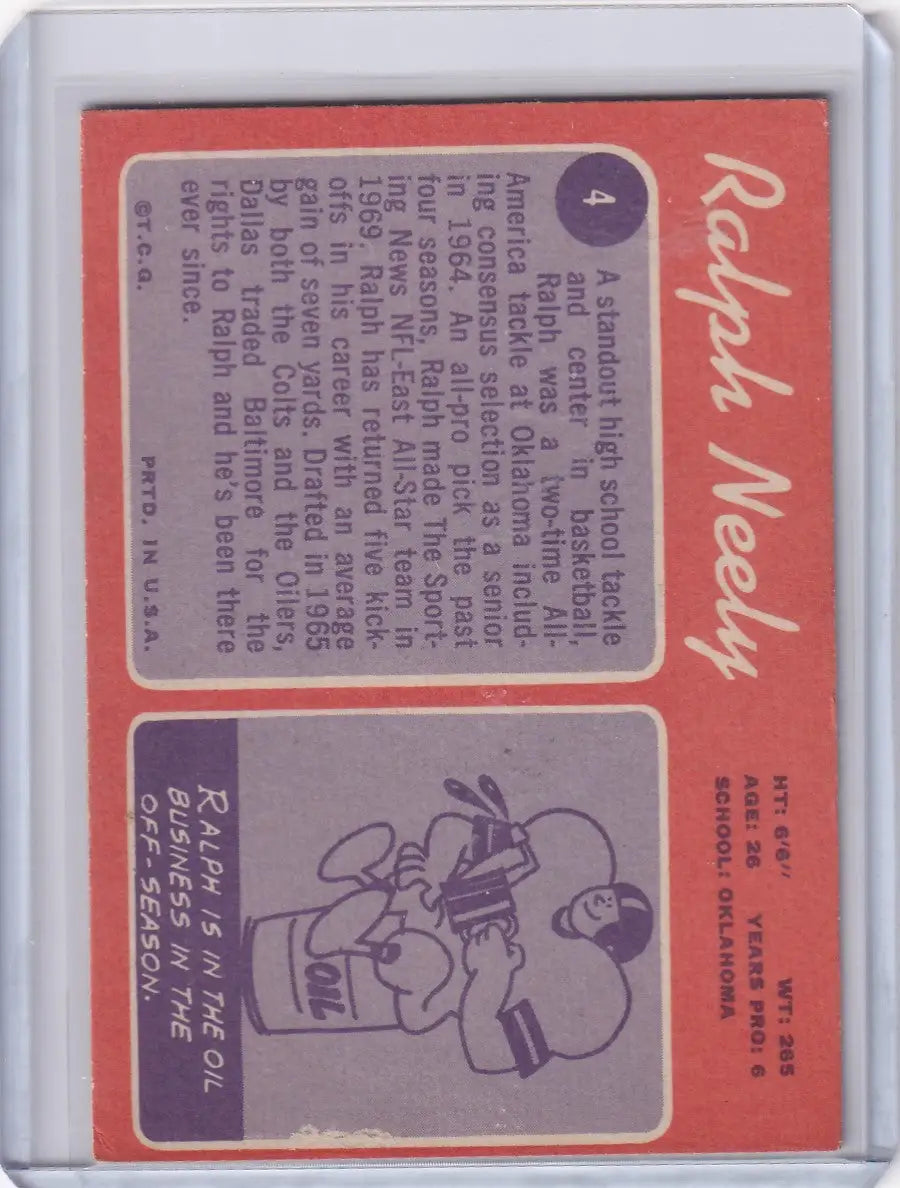 1970 Topps Football #4 Ralph Neely RC - Dallas Cowboys