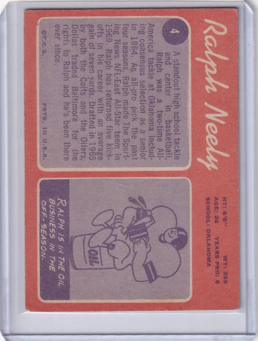 Baseball trading card of Ralph Neely swinging bat for Topps Football, Dallas Cowboys