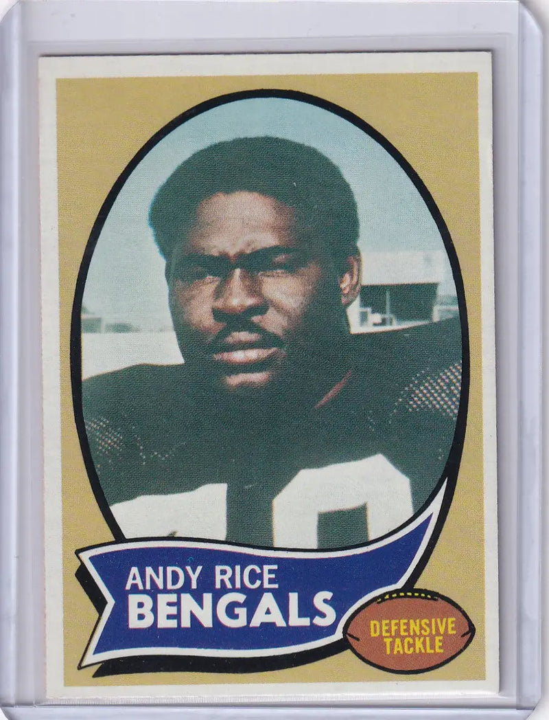 Topps Football trading card of Andy Rice, Cincinnati Bengals, 1970 edition