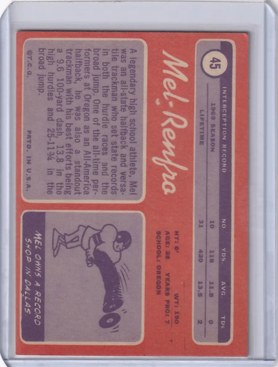 1970 Topps Football #45 Mel Renfro - Dallas Cowboys - Football Card Single