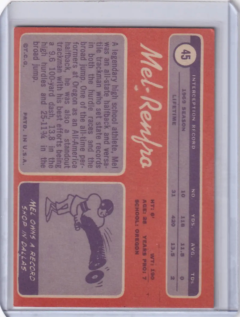 1970 Topps Football #45 Mel Renfro - Dallas Cowboys - Football Card Single
