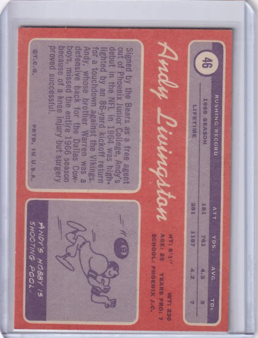1970 Topps Football #46 Andy Livingston - New Orlean Saints