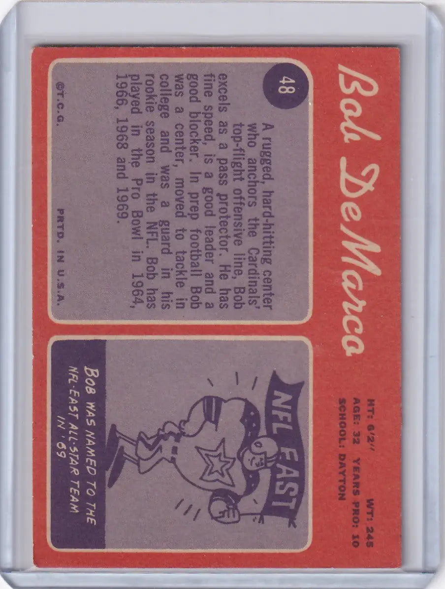 1970 Topps Football #48 Bob DeMarco - St Louis Cardinals
