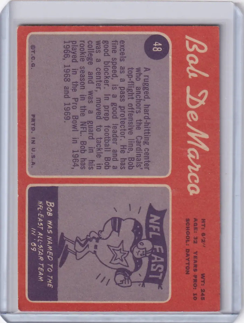 1970 Topps Football #48 Bob DeMarco - St Louis Cardinals