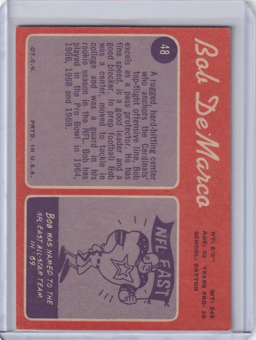 1970 Topps Football #48 Bob DeMarco - St Louis Cardinals