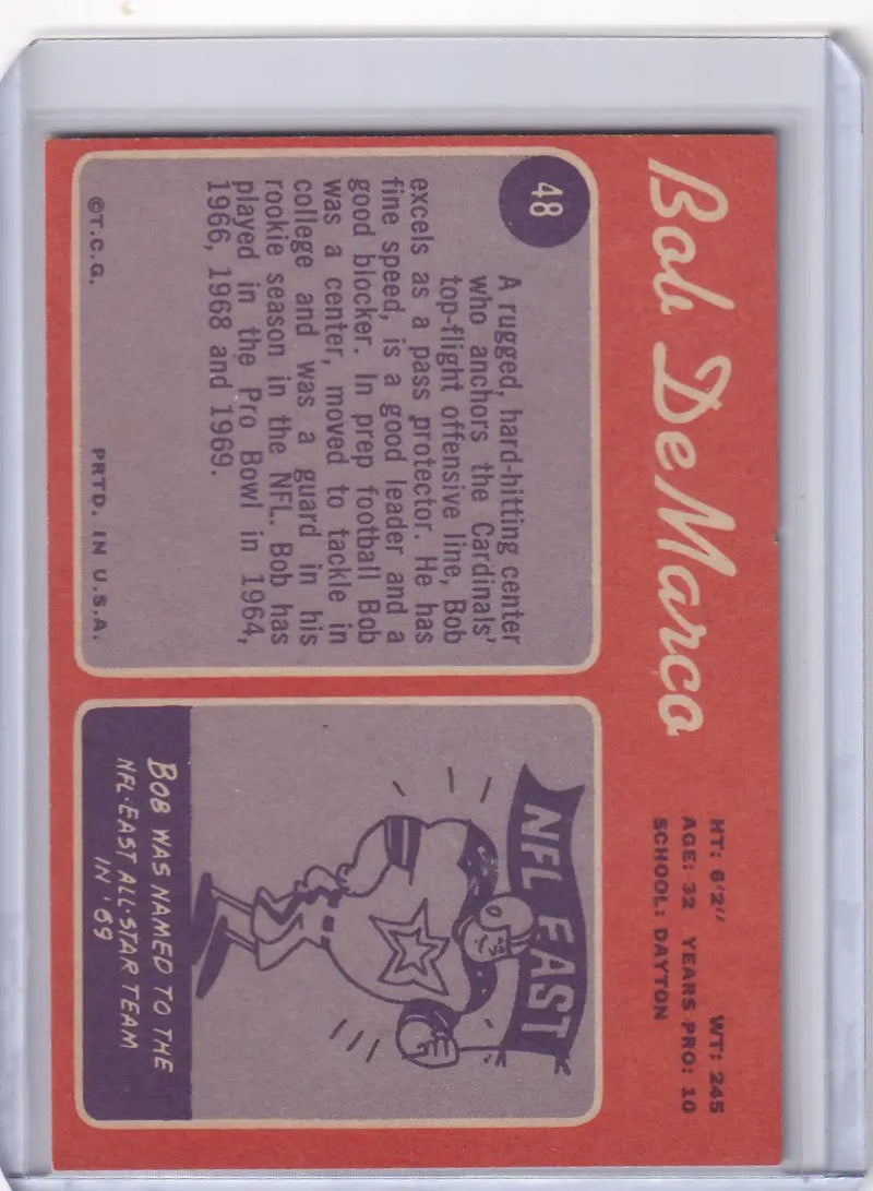 1970 Topps Football #48 Bob DeMarco - St Louis Cardinals