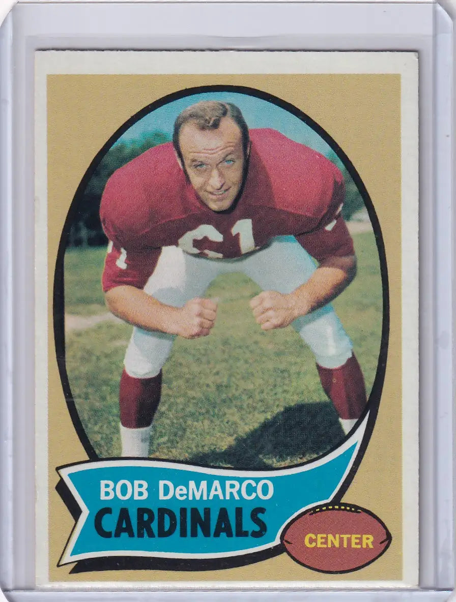 Vintage Topps Football card of Bob DeMarco in red jersey number 61 for Louis Cardinals