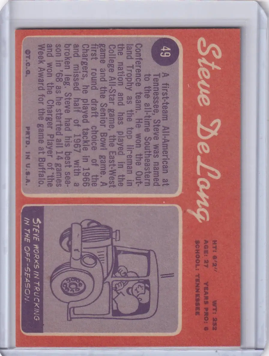 1970 Topps Football #49 Steve DeLong - San Diego Chargers