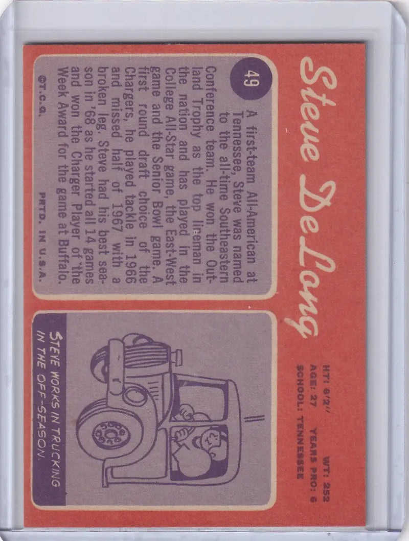 1970 Topps Football #49 Steve DeLong - San Diego Chargers