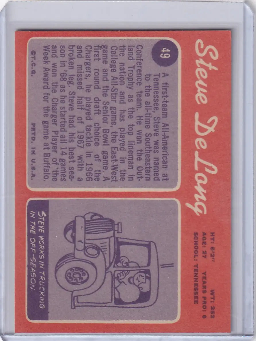 1970 Topps Football #49 Steve DeLong - San Diego Chargers