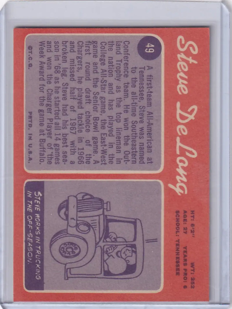 1970 Topps Football #49 Steve DeLong - San Diego Chargers