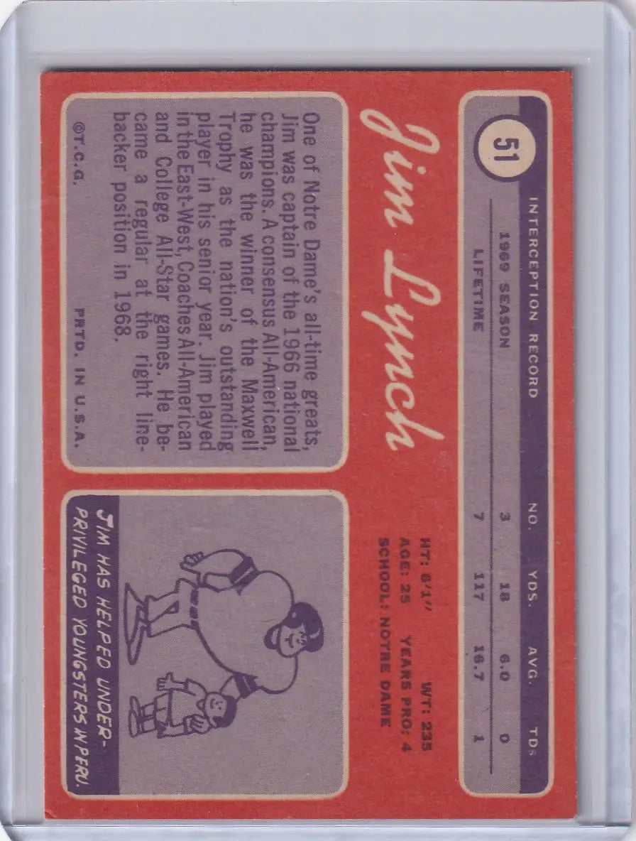 1970 Topps Football #51 Jim Lynch RC - Kansas City Chiefs