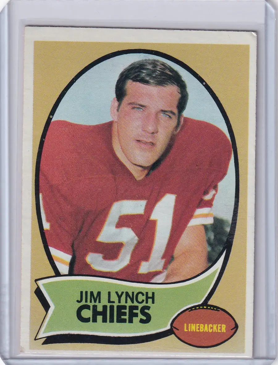 1970 Topps Football #51 Jim Lynch RC - Kansas City Chiefs - Football Card Single