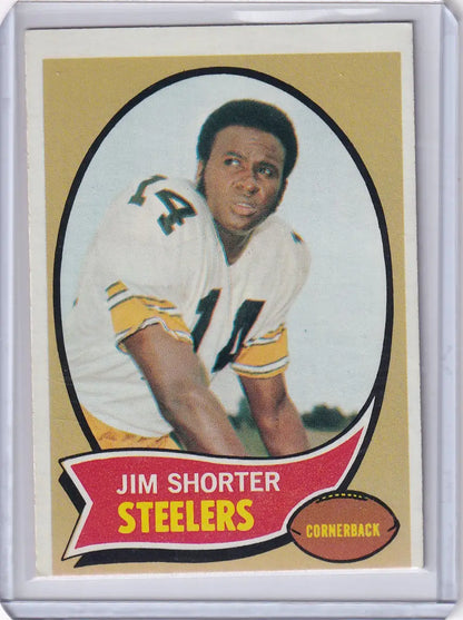 Vintage Topps Football card of Jim Shorter, cornerback for the Pittsburgh Steelers