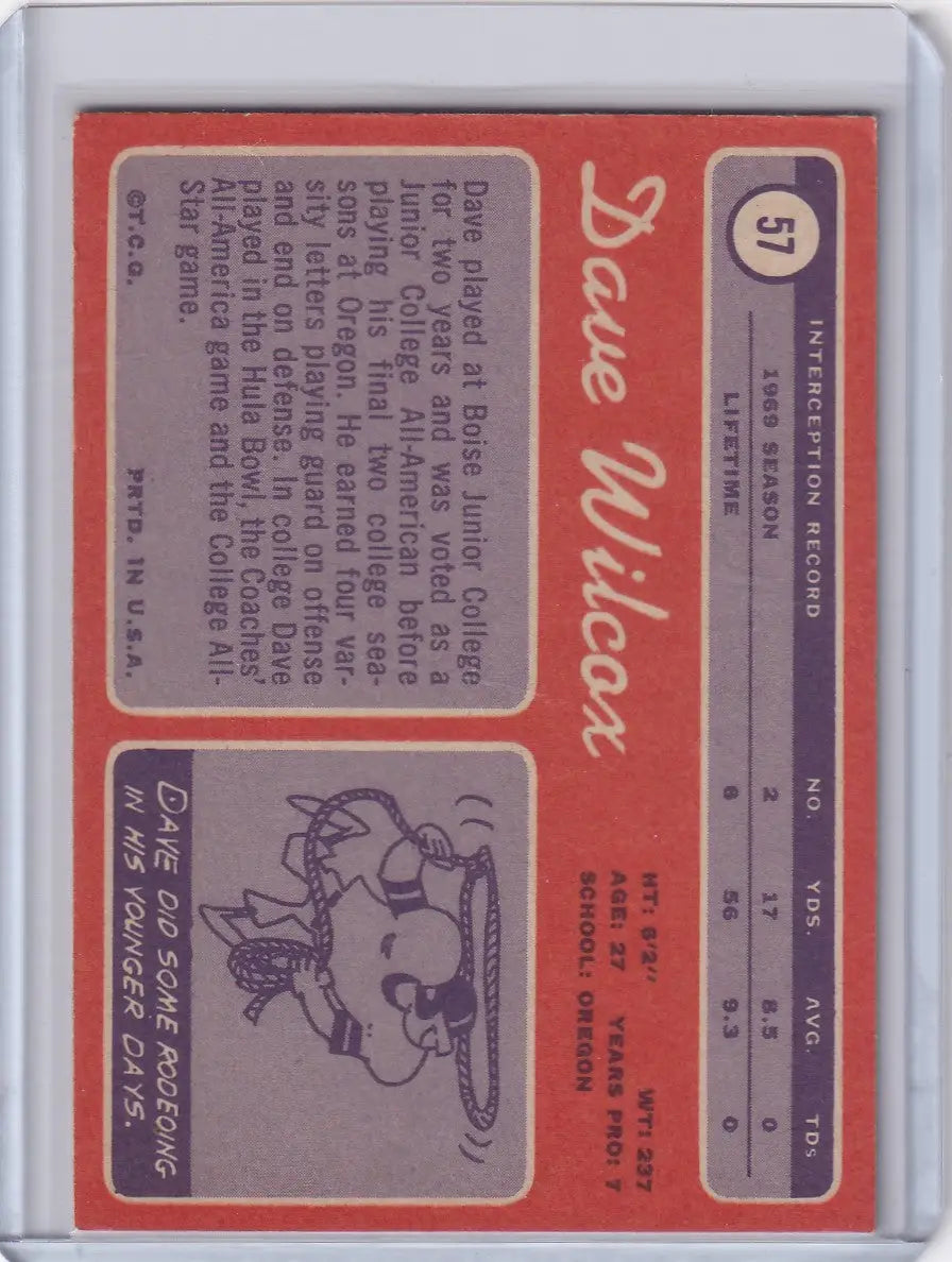 1970 Topps Football #57 Dave Wilcox - San Francisco 49ers