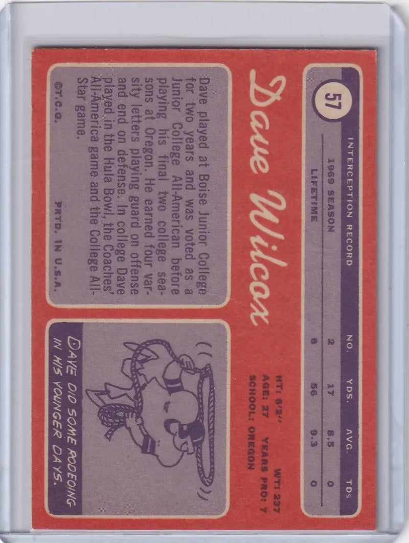 1970 Topps Football #57 Dave Wilcox - San Francisco 49ers