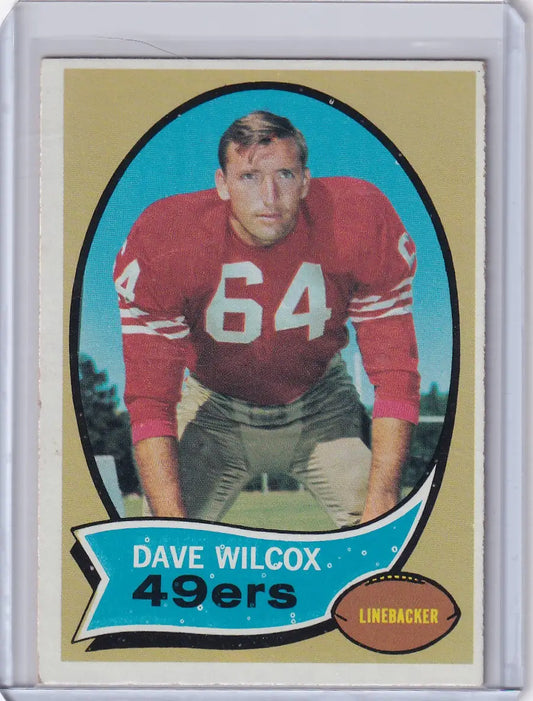 Vintage Topps Football card of Dave Wilcox, San Francisco 49ers linebacker, number 64
