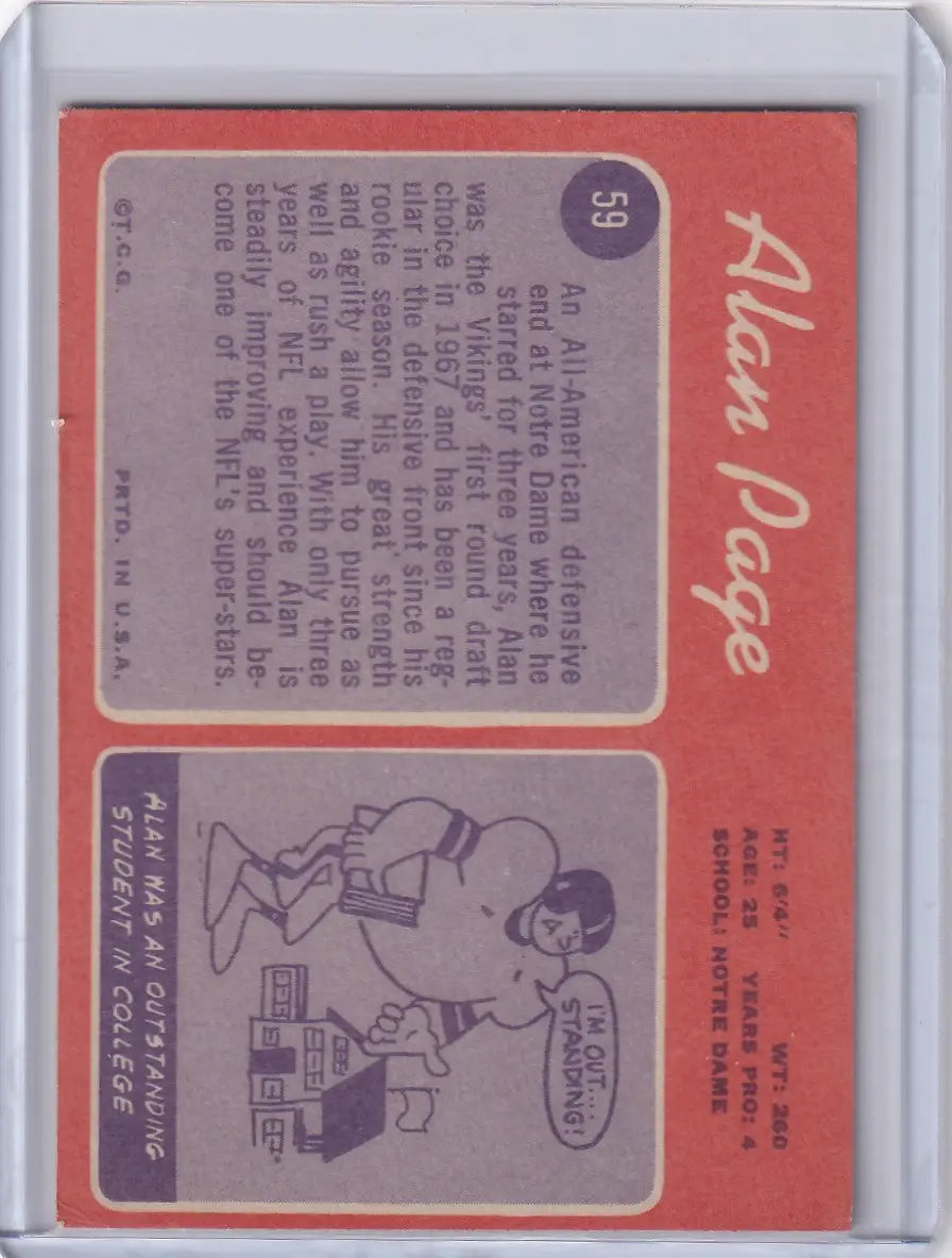1970 Topps Football #59 Alan Page RC - Minnesota Vikings