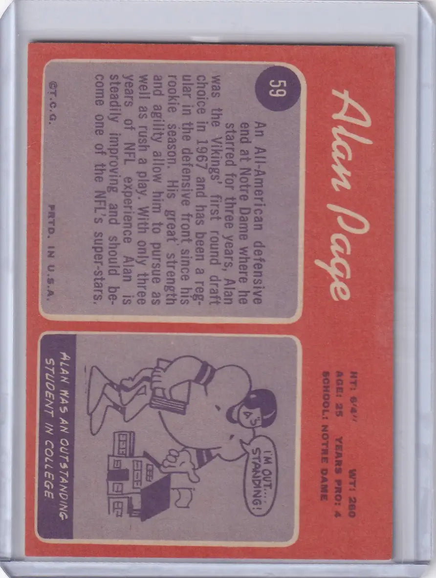 1970 Topps Football #59 Alan Page RC - Minnesota Vikings
