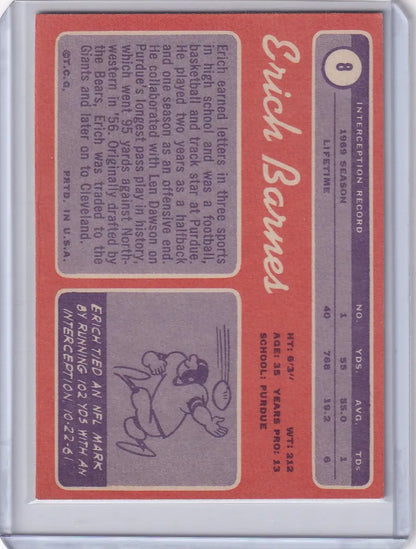 Topps Football card of Erich Barnes featuring Cleveland Browns player illustration