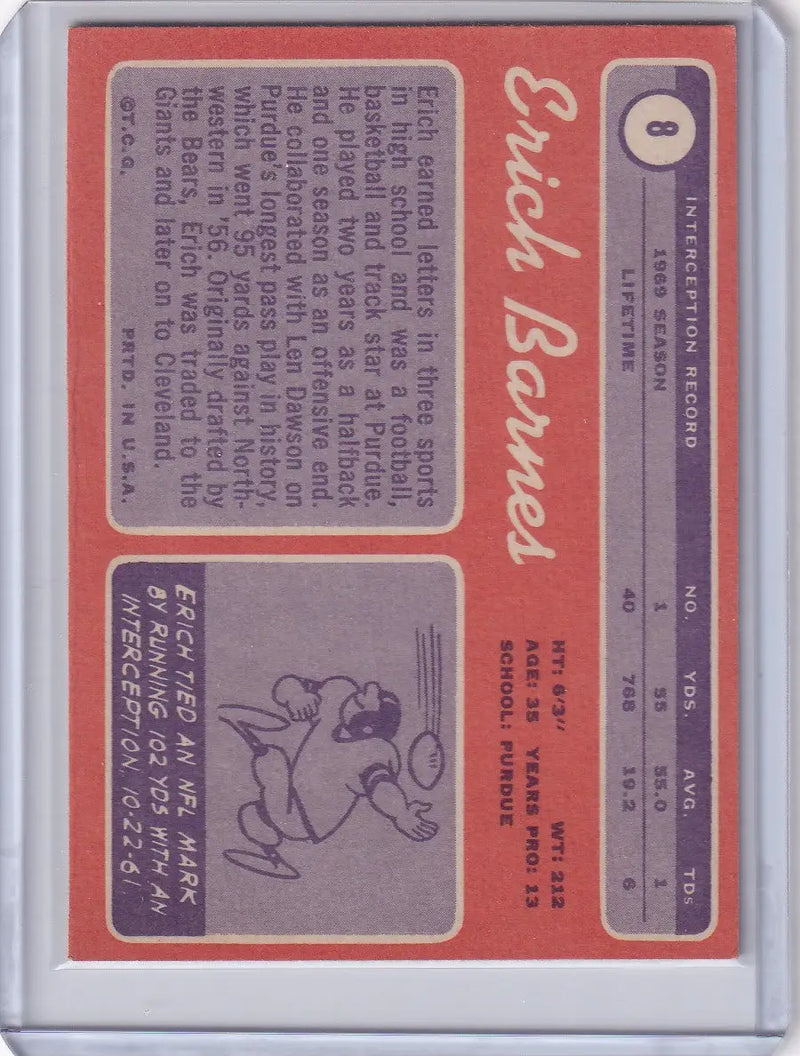 Topps Football card of Erich Barnes featuring Cleveland Browns player illustration